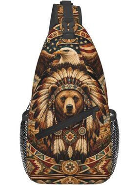 Unisex Animal Board Skeletons Sling Backpack Chest Hiking Travel Crossbody Bag